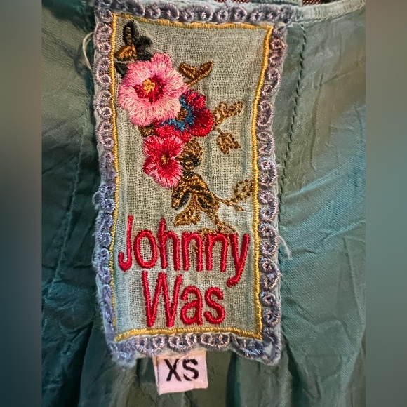 JOHNNY WAS Ruffle Embroidered Tank Top - Size XS in Beautiful Shade of Turquoise - Picture 12 of 14